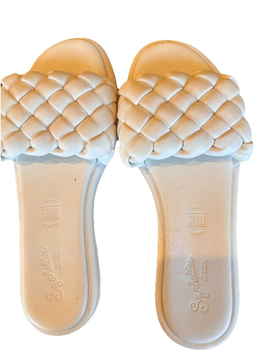Seychelles Leather Braided Slide Sandals Slip On Sz 8 White Leather